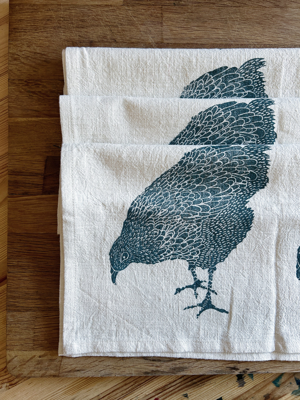 Hen on Ivory Tea Towel