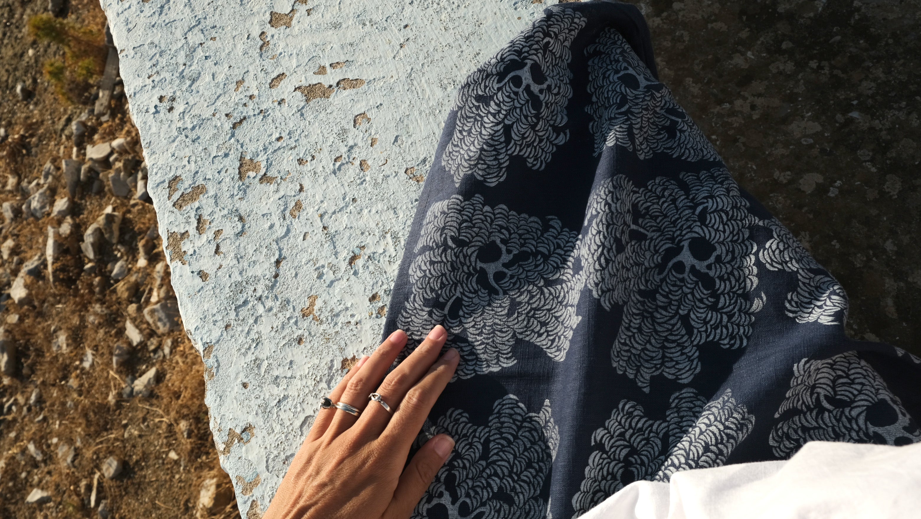 Ponderosa Pine Tree on Indigo Tea Towel