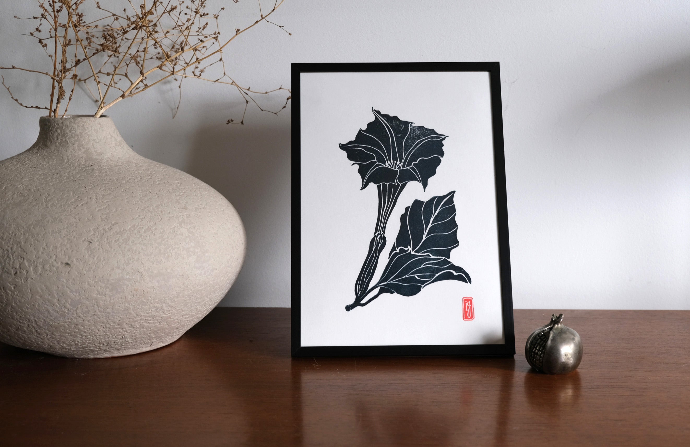 Moonflower Linocut