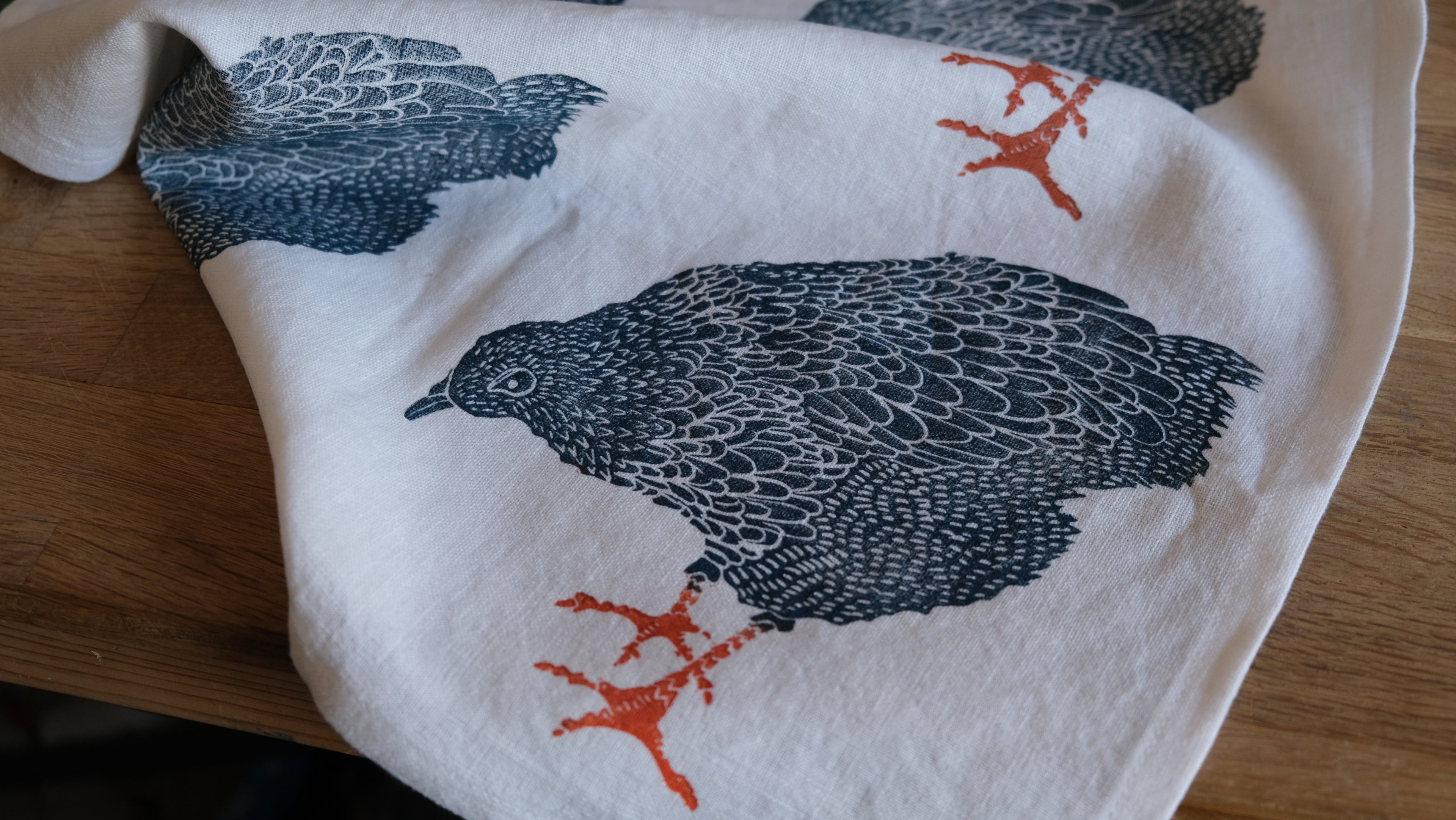 Hen on Ivory Tea Towel