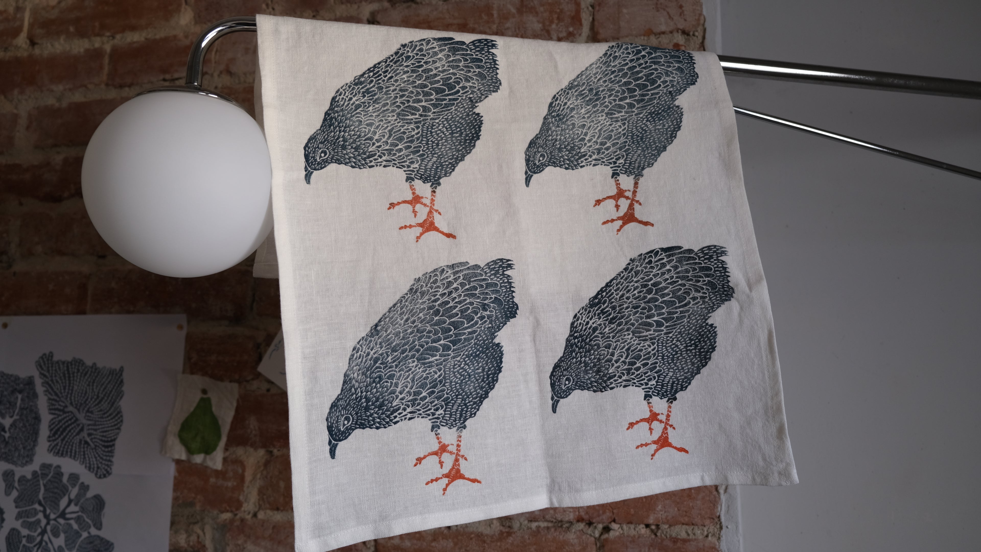 Hen on Ivory Tea Towel