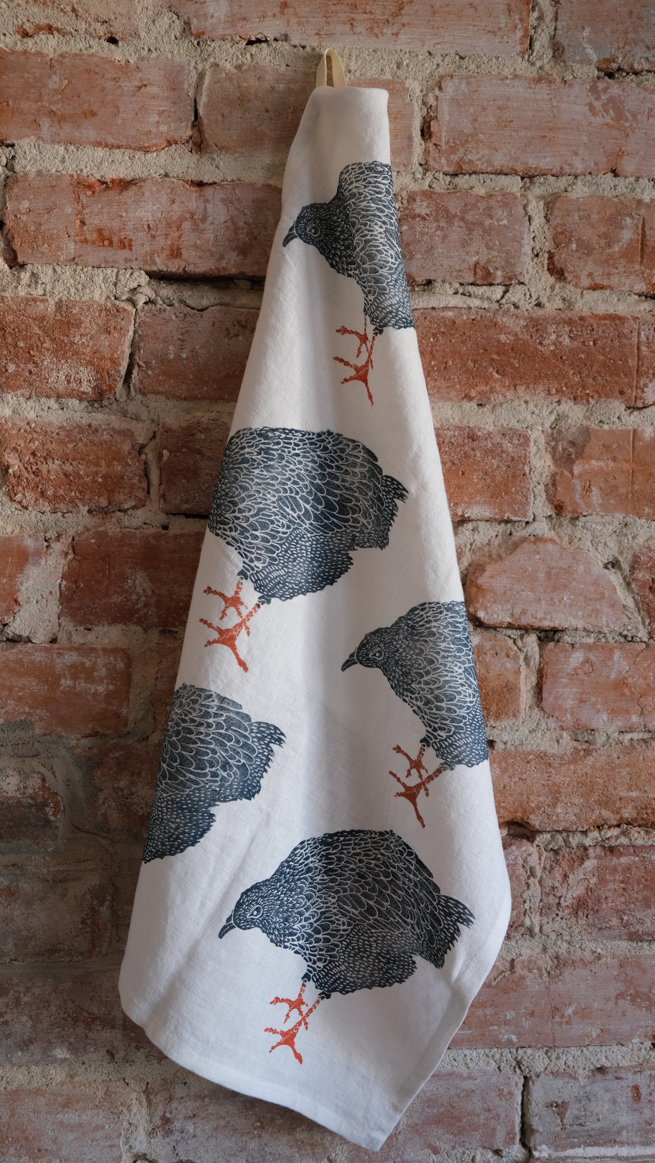 Hen on Ivory Tea Towel