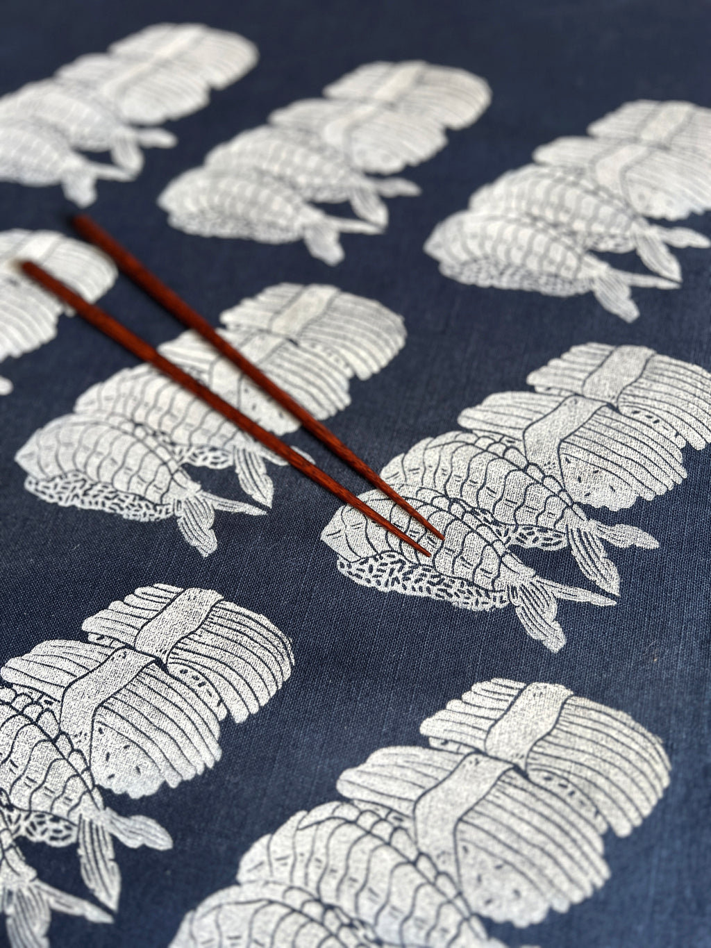 Sushi on Indigo Tea Towel
