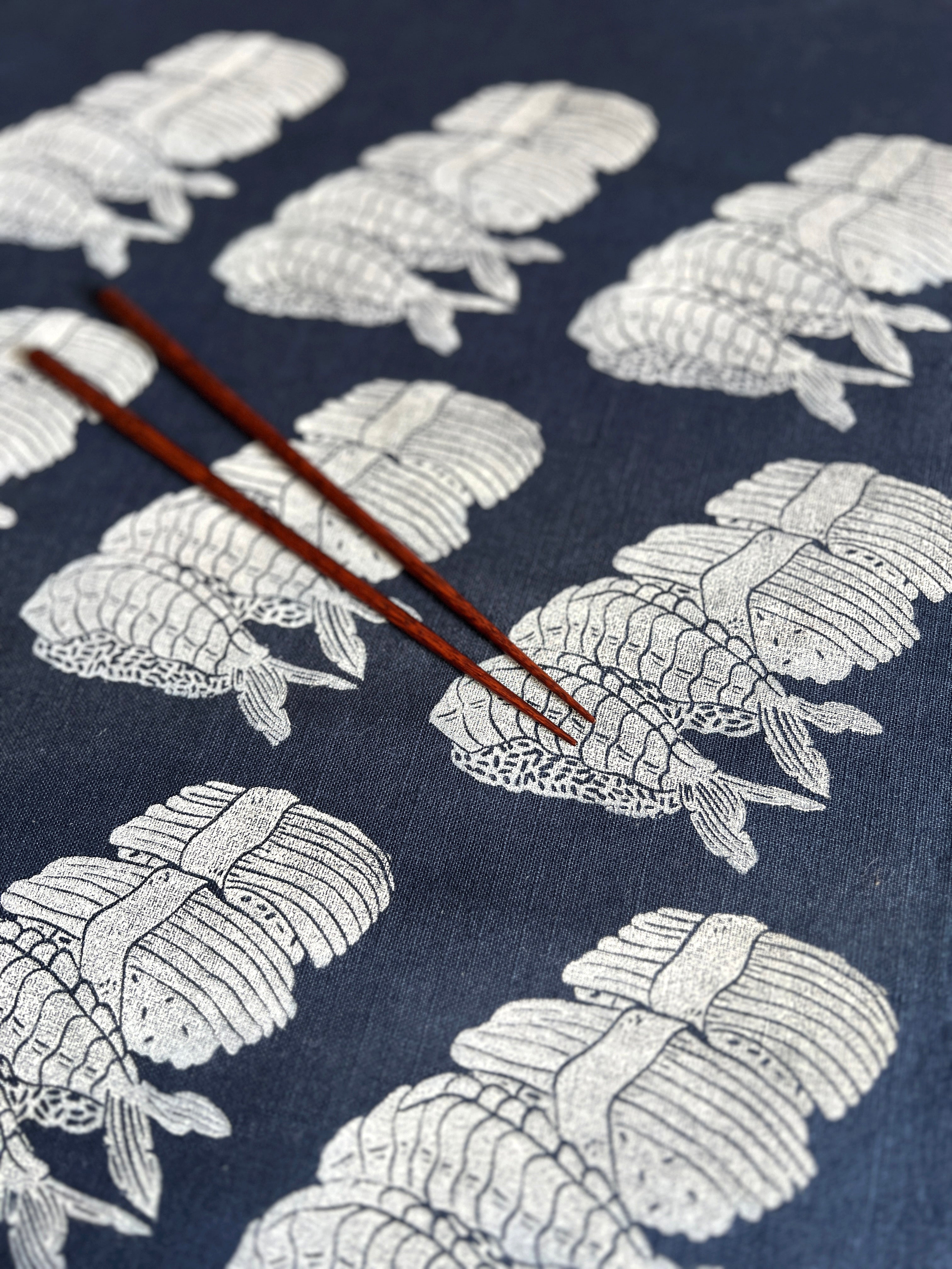 Sushi on Indigo Tea Towel