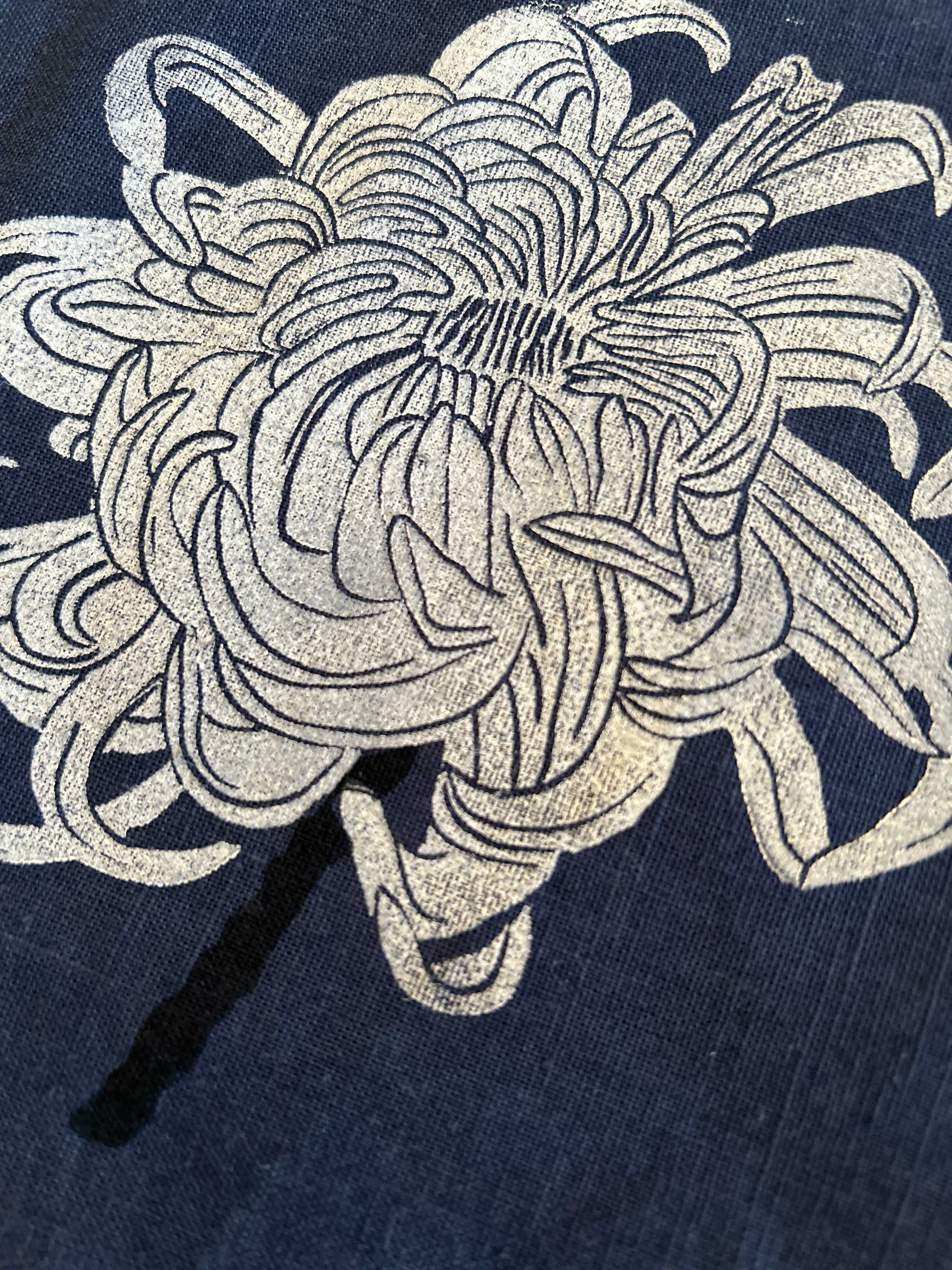 Chrysanthemum on Indigo Table Runner