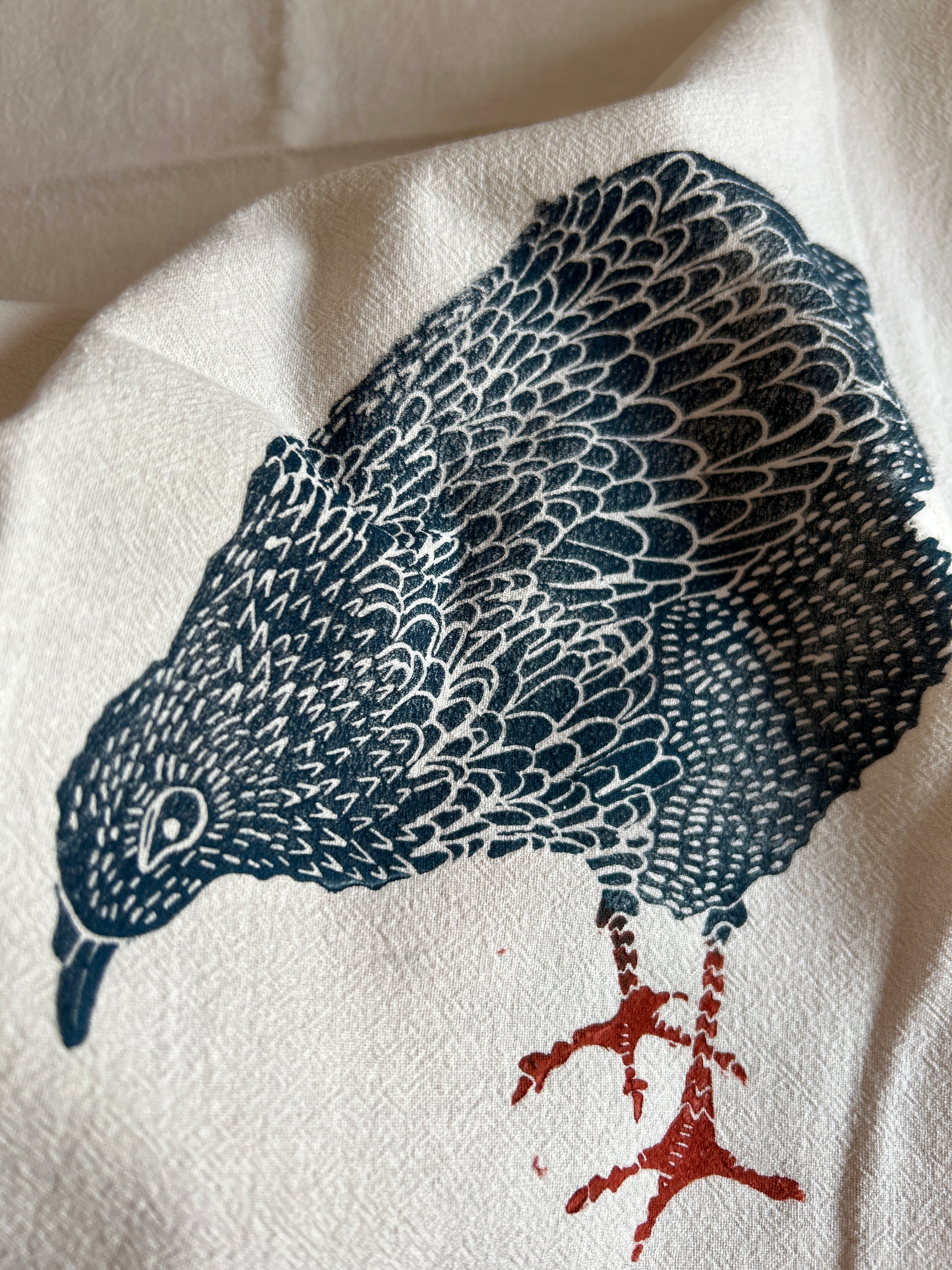 Hen on Ivory Tea Towel