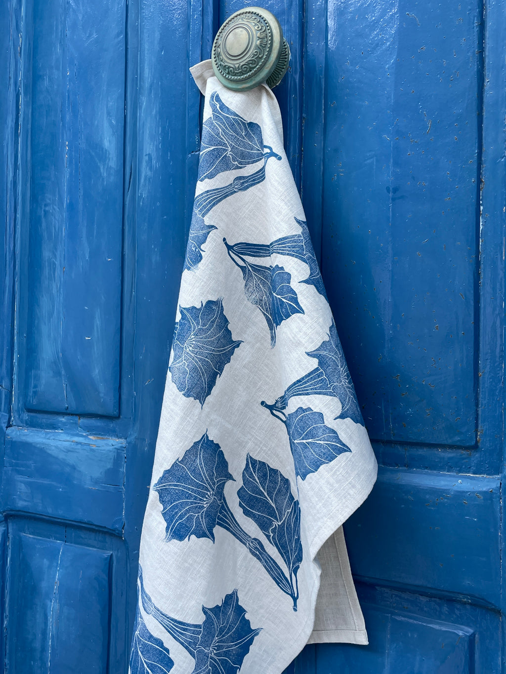 Moonflower on Ivory Tea Towel