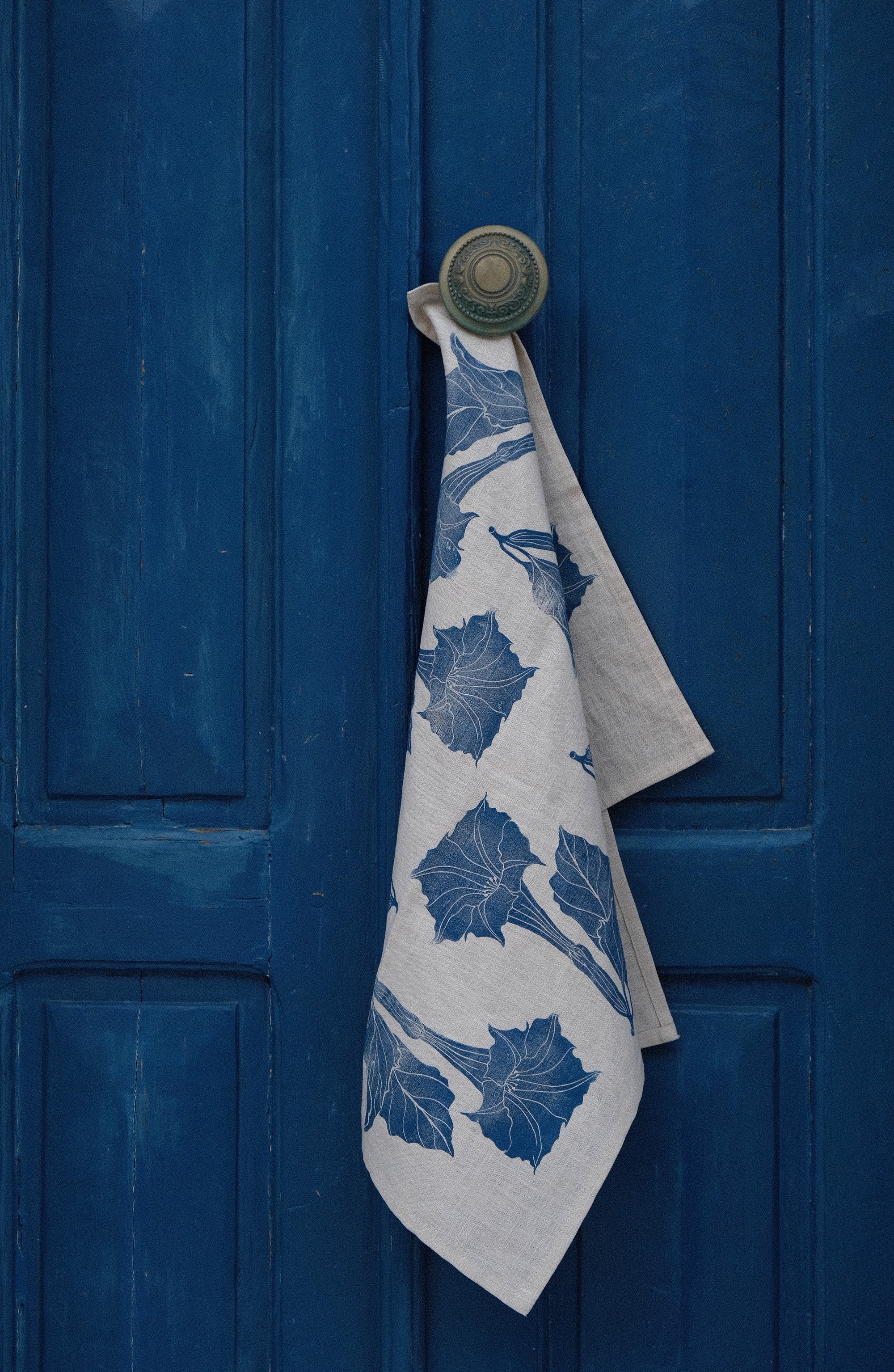 Moonflower on Ivory Tea Towel