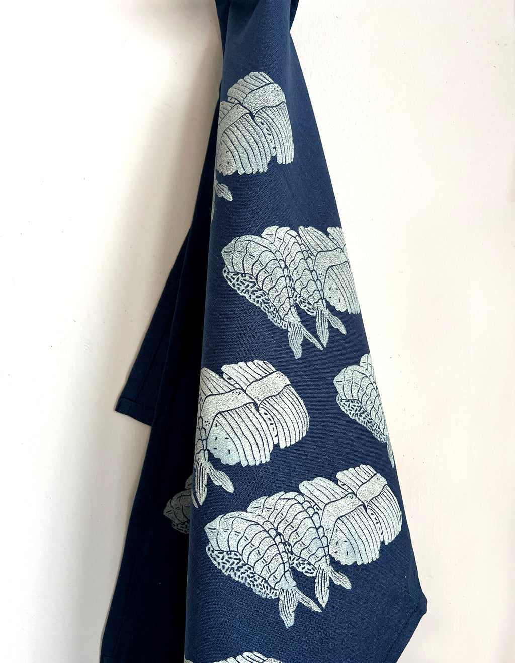 Sushi on Indigo Tea Towel
