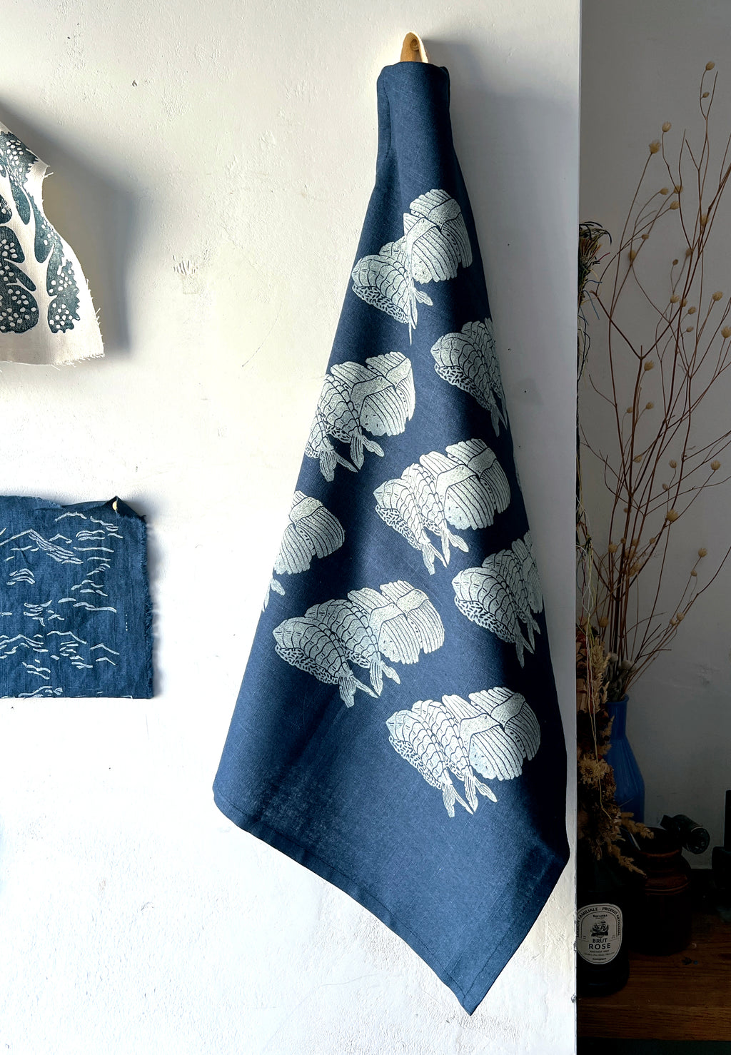 Sushi on Indigo Tea Towel