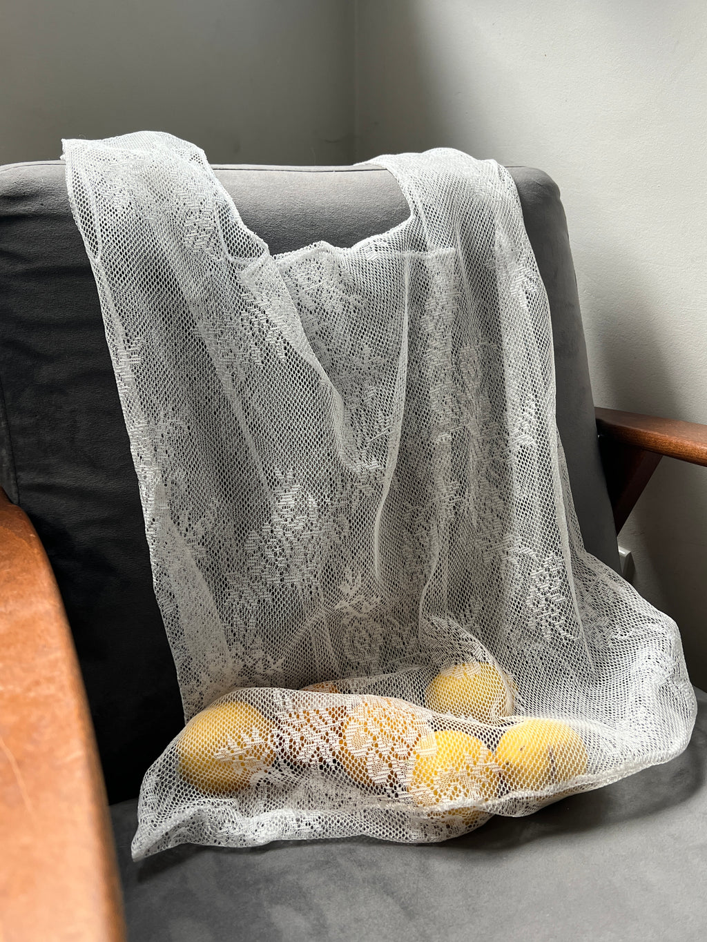 Short Handle Lace Grocery Bag