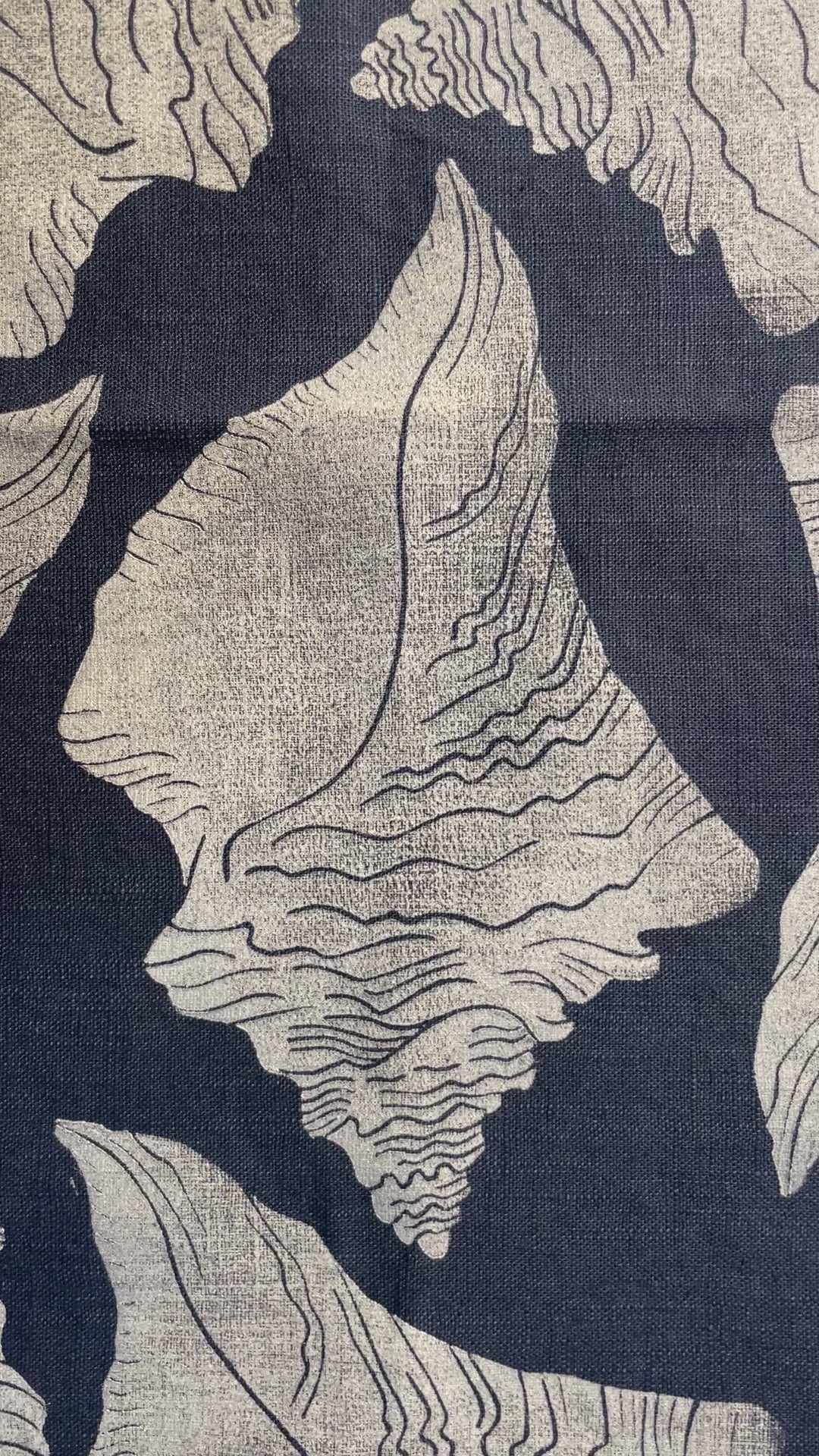 Shell on Indigo Tea Towel
